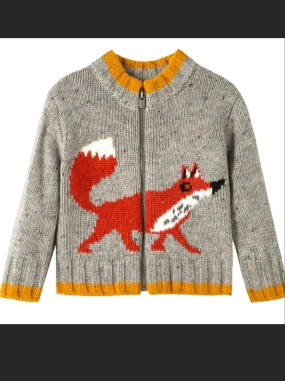 NWT Peek Brand Children's Fox Zip-Up Cardigan Sweater, Size 6-12M